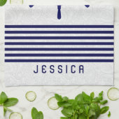 Blaues Wasserrad und Streifen Küchentuch (Gefaltet)