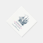 Blaues Wasserschiff zum Geburtstag Serviette (Ecke)