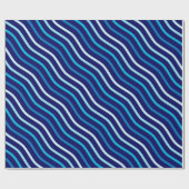 Blaues Wavy Nahtloses Muster Geschenkpapier (Flach)