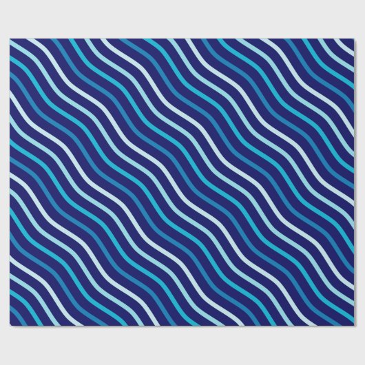 Blaues Wavy Nahtloses Muster Geschenkpapier (Flach)