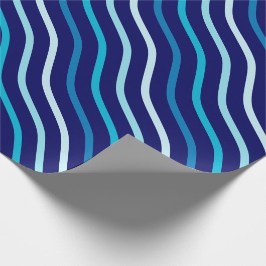 Blaues Wavy Nahtloses Muster Geschenkpapier (Ecke)