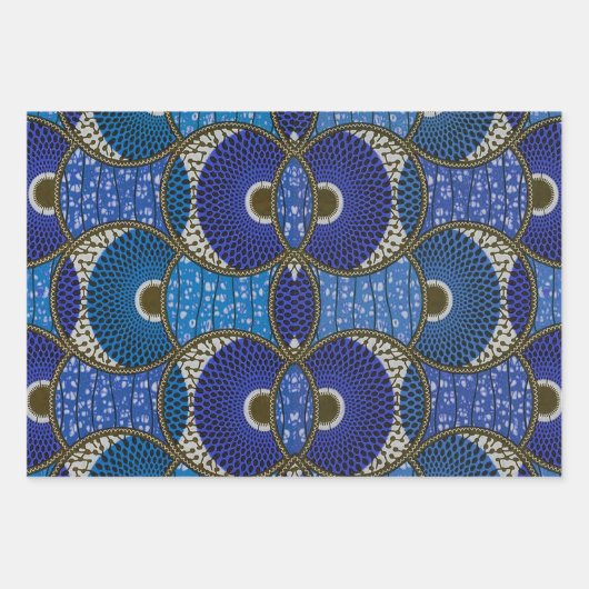 Blaues Wax Africain-Geschenkpapier Geschenkpapier Set (Vorderseite 3)