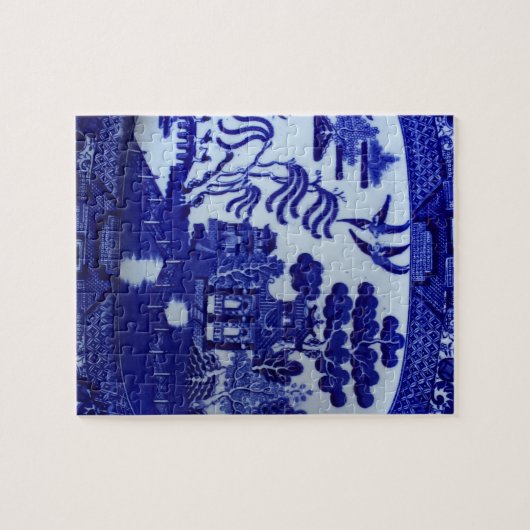 Blaues Weide-China-Puzzlespiel klein Puzzle (Horizontal)