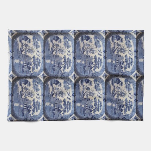 Blaues Weide-Tee-Tuch - lassen Sie Großmutter in Geschirrtuch (Horizontal)