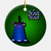 Blaues Weihnachten Bell Keramikornament (Hinten)