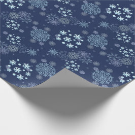 Blaues Weihnachten Elegantes Schneeflockenmuster Geschenkpapier