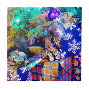Blaues Weihnachten Fliese