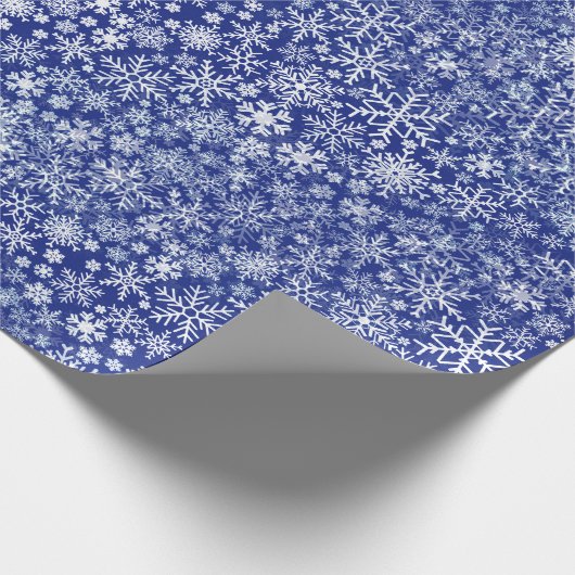 Blaues Weihnachten fünf - Schneesturm Geschenkpapier (Ecke)