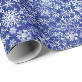 Blaues Weihnachten fünf - Schneesturm Geschenkpapier