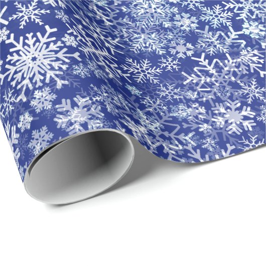 Blaues Weihnachten fünf - Schneesturm Geschenkpapier (Rolleneckpunkt)