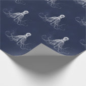 Blaues Weihnachten sieben - Octopodes, ein Geschenkpapier (Ecke)