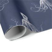 Blaues Weihnachten sieben - Octopodes, ein Geschenkpapier (Rolleneckpunkt)