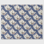 BLAUES WEIHNACHTENwestie Geschenkpapier (Flach)
