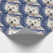 BLAUES WEIHNACHTENwestie Geschenkpapier (Ecke)