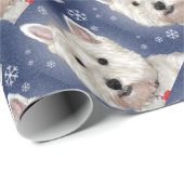 BLAUES WEIHNACHTENwestie Geschenkpapier (Rolleneckpunkt)