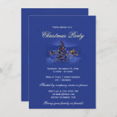 Blaues Weihnachtsbaum schneebedecktes Party Einladung (Vorne/Hinten)