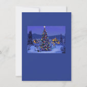 Blaues Weihnachtsbaum schneebedecktes Party Einladung (Rückseite)