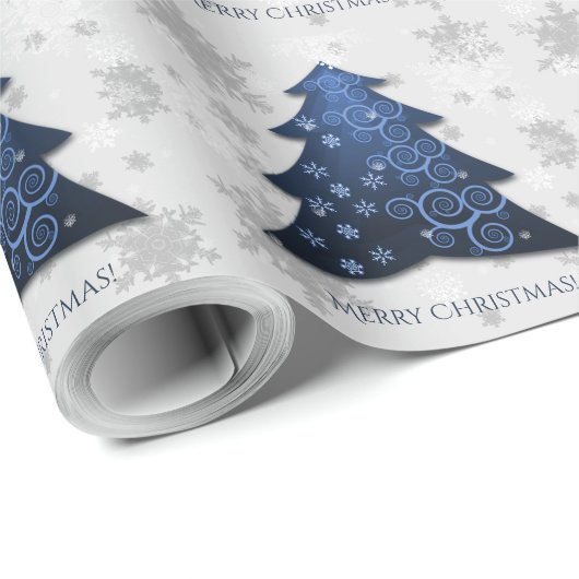 Blaues Weihnachtsbaum-Wrapping Paper Geschenkpapier (Rolleneckpunkt)