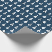 Blaues Weihnachtsbaummuster Geschenkpapier (Ecke)