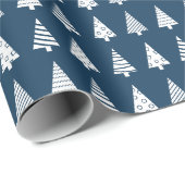 Blaues Weihnachtsbaummuster Geschenkpapier (Rolleneckpunkt)
