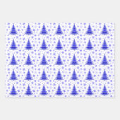 Blaues Weihnachtsbaummuster Geschenkpapier Set (Vorderseite 3)