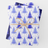 Blaues Weihnachtsbaummuster Geschenkpapier Set (Beispiel)