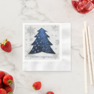 Blaues Weihnachtsbaumpapier Napkin Serviette