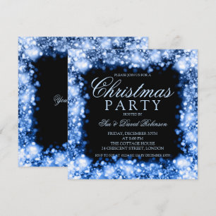 Blaues Weihnachtsgebäck Party funkelnde Lichter Einladung