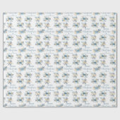 Blaues Weihnachtsgeschenk personalisiert Geschenkpapier (Flach)