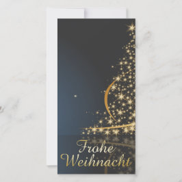 Blaues Weihnachtsmotiv mit goldenem Weihnachtsbaum