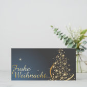 Blaues Weihnachtsmotiv mit goldenem Weihnachtsbaum (Stehend Vorderseite)