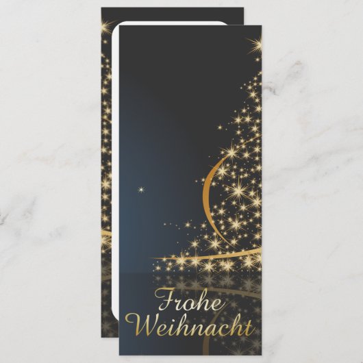Blaues Weihnachtsmotiv mit goldenem Weihnachtsbaum (Vorne/Hinten)