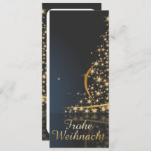 Blaues Weihnachtsmotiv mit goldenem Weihnachtsbaum