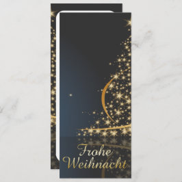 Blaues Weihnachtsmotiv mit goldenem Weihnachtsbaum