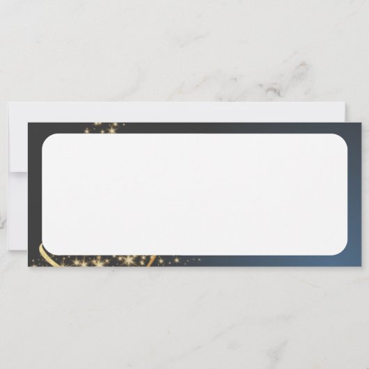 Blaues Weihnachtsmotiv mit goldenem Weihnachtsbaum (Rückseite)