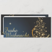 Blaues Weihnachtsmotiv mit goldenem Weihnachtsbaum (Vorne/Hinten)