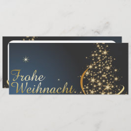 Blaues Weihnachtsmotiv mit goldenem Weihnachtsbaum