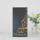 Blaues Weihnachtsmotiv mit goldenem Weihnachtsbaum (Stehend Vorderseite)