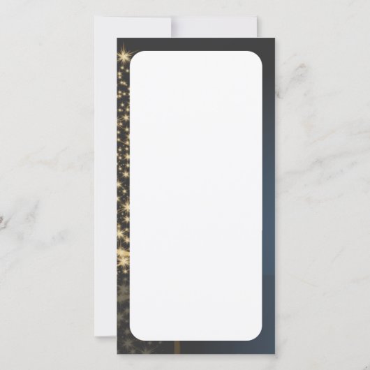 Blaues Weihnachtsmotiv mit goldenem Weihnachtsbaum (Rückseite)