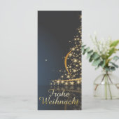 Blaues Weihnachtsmotiv mit goldenem Weihnachtsbaum (Stehend Vorderseite)