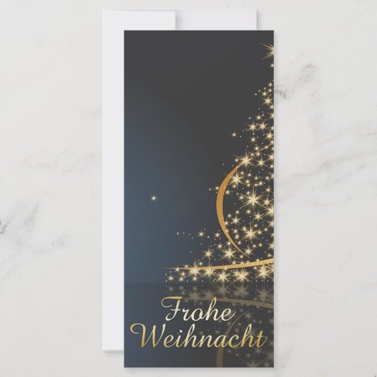 Blaues Weihnachtsmotiv mit goldenem Weihnachtsbaum (Vorderseite)