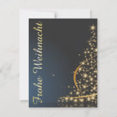 Blaues Weihnachtsmotiv mit goldenem Weihnachtsbaum Einladung (Vorderseite)