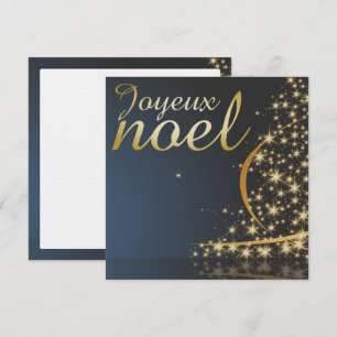 Blaues Weihnachtsmotiv mit goldenem Weihnachtsbaum Einladung