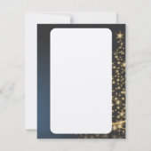 Blaues Weihnachtsmotiv mit goldenem Weihnachtsbaum Einladung (Rückseite)