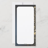 Blaues Weihnachtsmotiv mit goldenem Weihnachtsbaum Feiertagskarte (Rückseite)