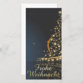 Blaues Weihnachtsmotiv mit goldenem Weihnachtsbaum Feiertagskarte (Vorne/Hinten)