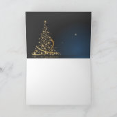 Blaues Weihnachtsmotiv mit goldenem Weihnachtsbaum Karte (Innenseite)
