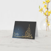 Blaues Weihnachtsmotiv mit goldenem Weihnachtsbaum Karte (Gelbe Blume)