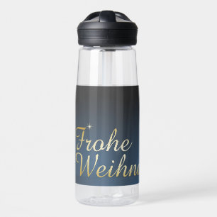 Blaues Weihnachtsmotiv mit goldenem Weihnachtsbaum Trinkflasche