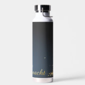 Blaues Weihnachtsmotiv mit goldenem Weihnachtsbaum Trinkflasche (Links)